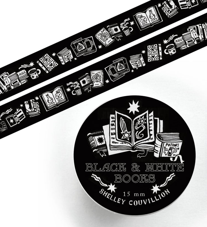 Black and White Books Washi Tape | Book Lover Stationery