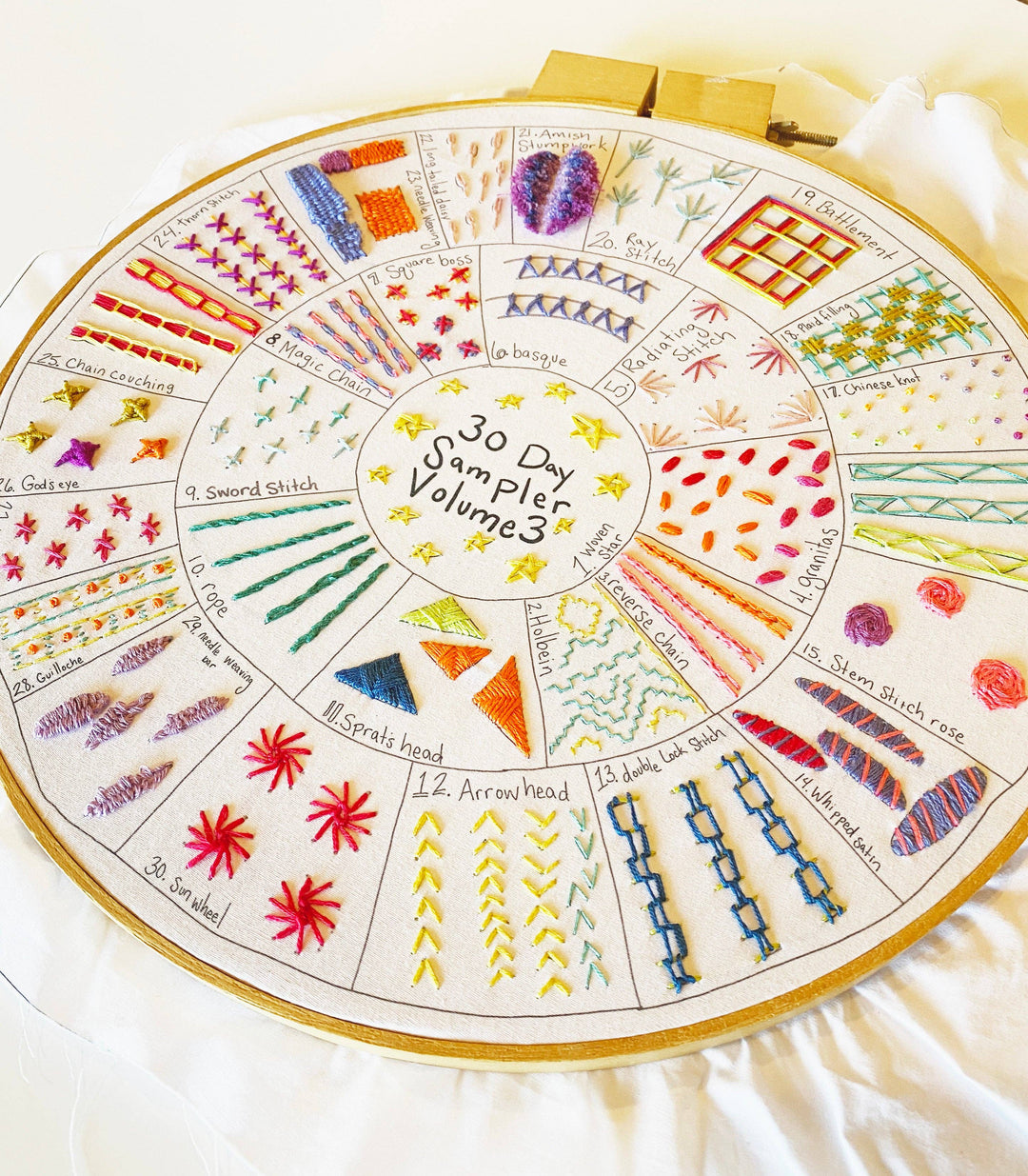 Round 30 Day Sampler - Volume 3 - Fabric, Videos, and Printed Stitch Guide