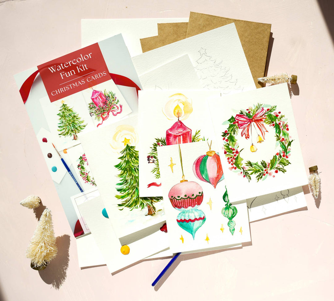 DIY Christmas Card Watercolor Kit with Paint Dot & Brush