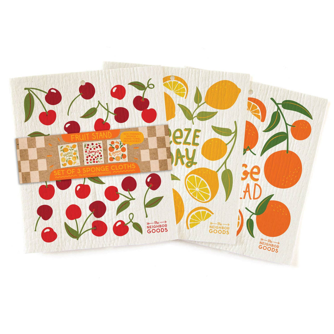 FRUIT STAND (Lemon, Orange, Cherry) - Sponge Cloth Set of 3