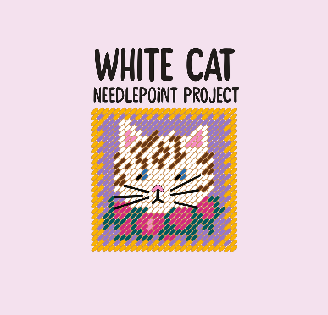 White Cat Needlepoint Kit