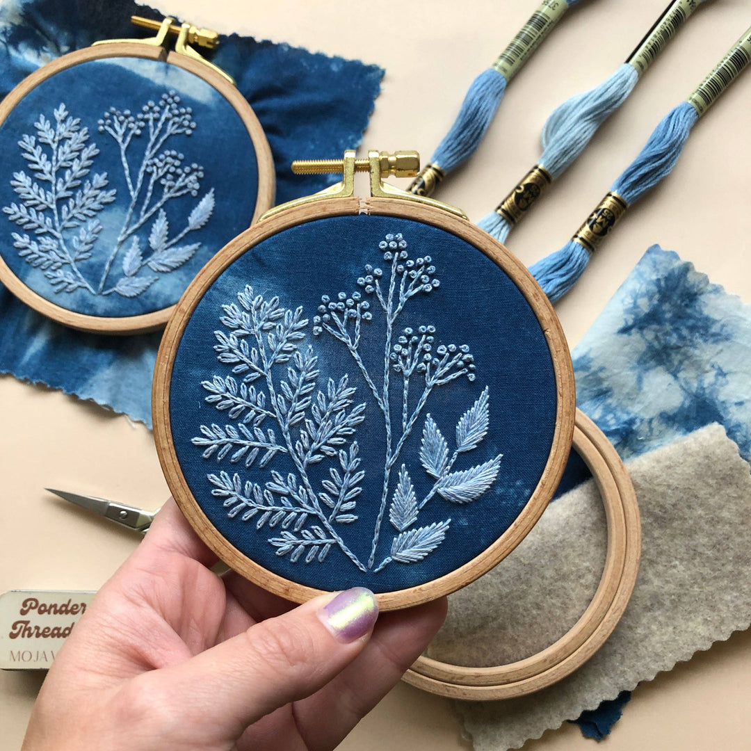 Cyanotype Botanicals - Botanical Embroidery Kit for Beginners