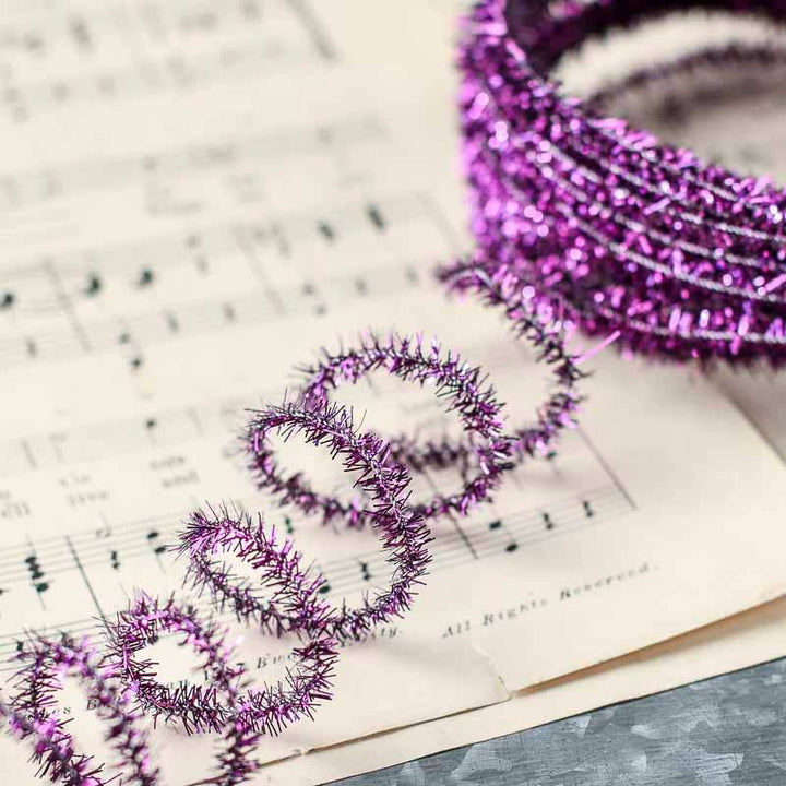 10 Yards Tinsel Skinny Wired Cord Garland - Select Color