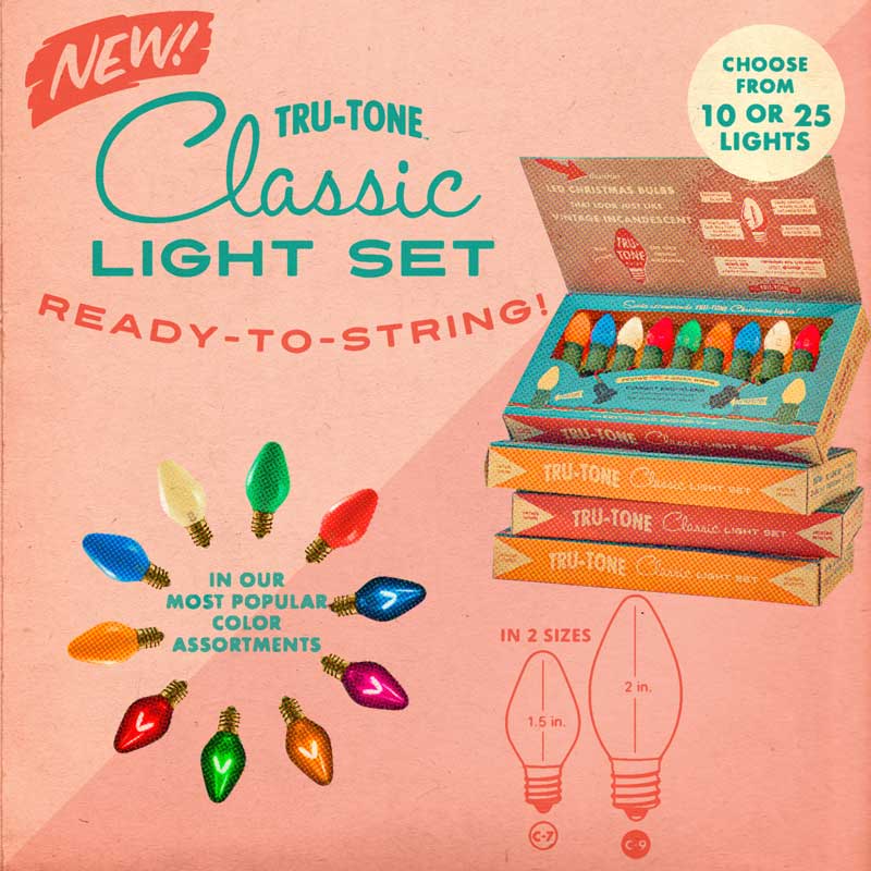 Vintage Style LED Christmas Lights - C9 25-Light Set