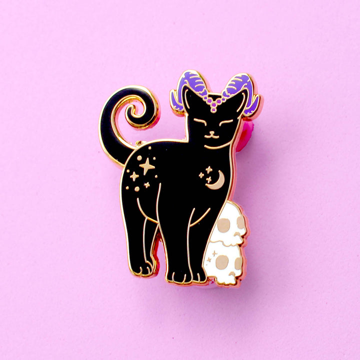 Horned Cat Enamel Pin