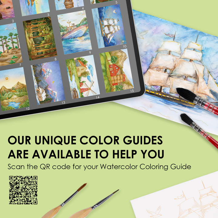 Landscape-Themed Watercolor Coloring Book