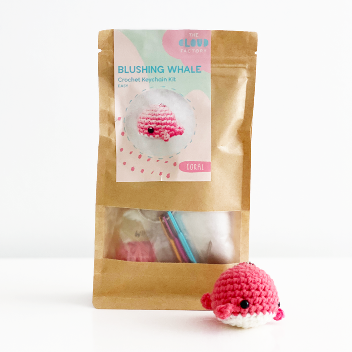 Blushing Whale Keychain - DIY Crochet Kit (Pink)
