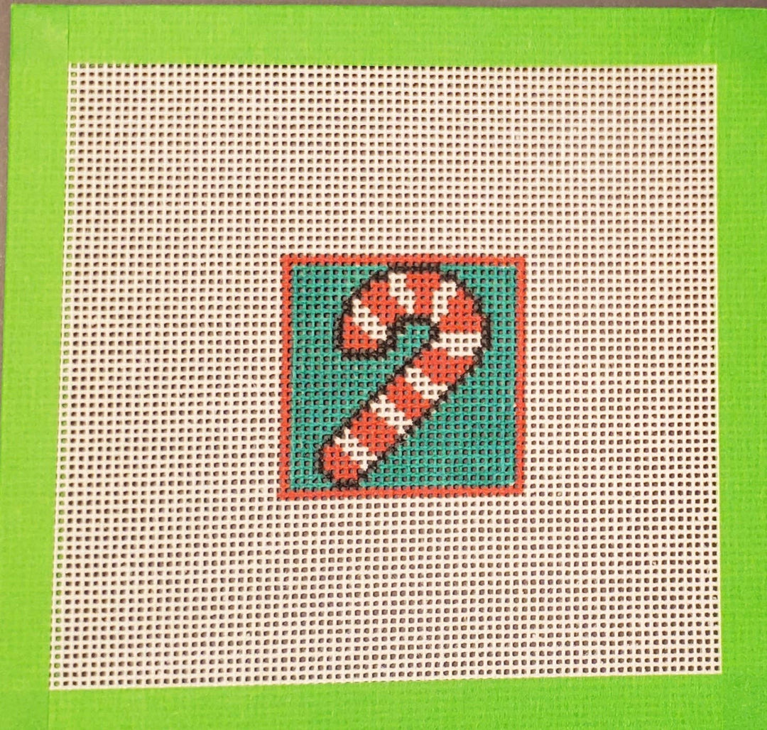 Christmas candy cane mini needlepoint hand painted canvas