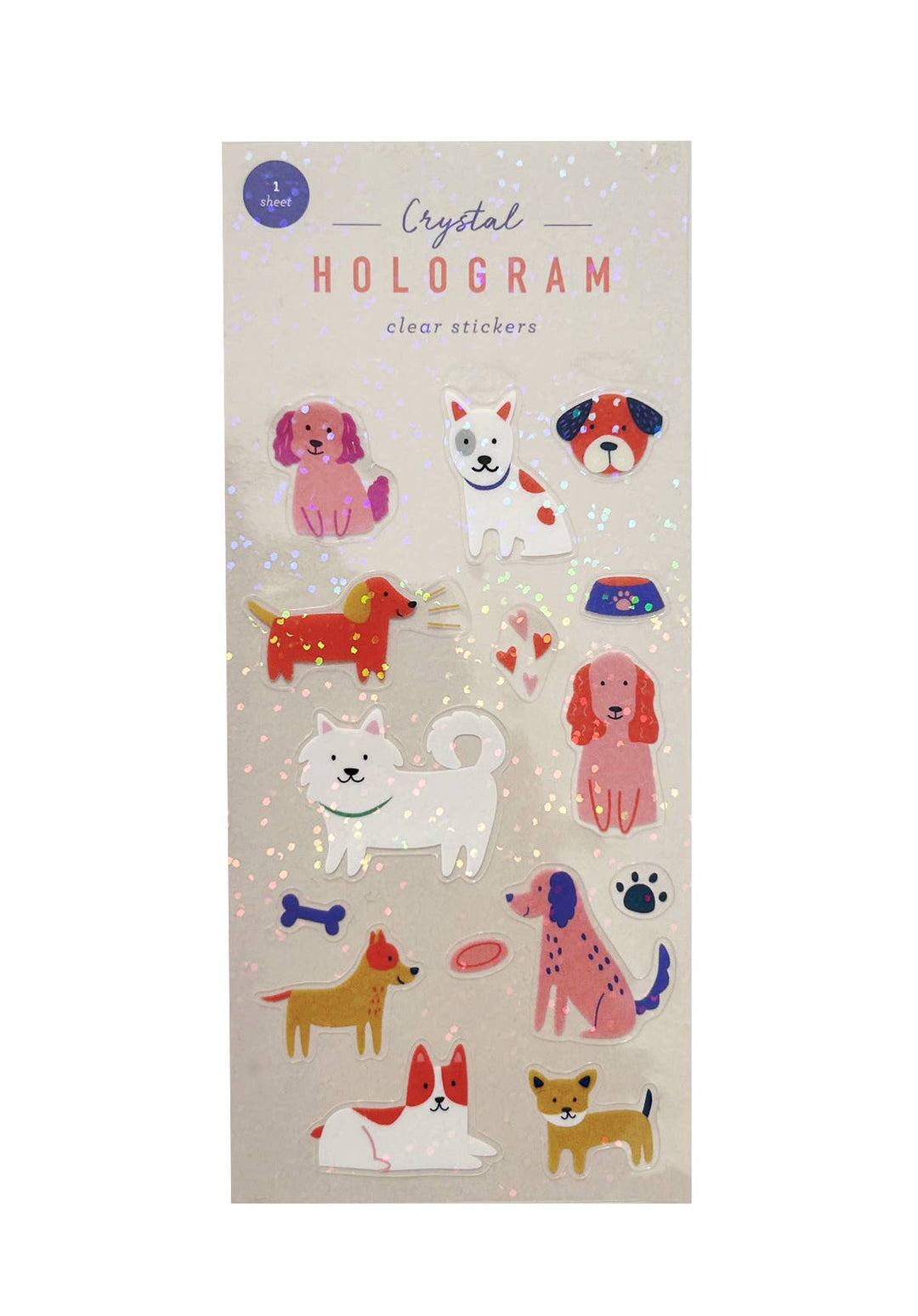 Dogs Crystal Hologram Clear Stickers