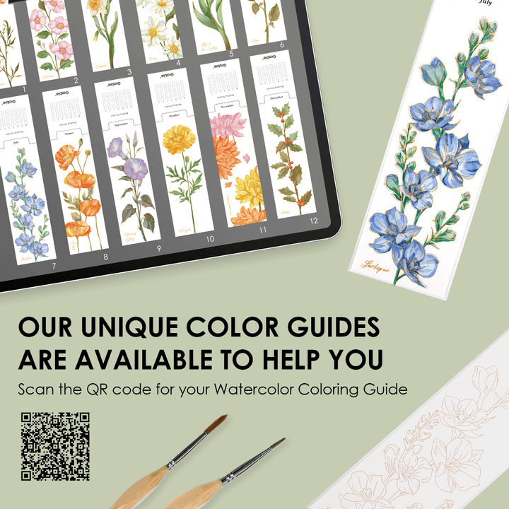 Watercolor Coloring Bookmarks
