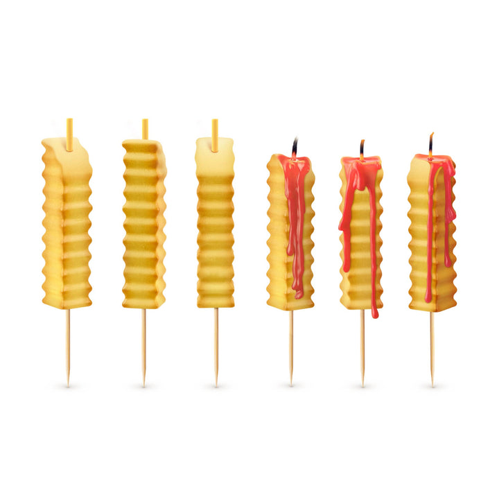 HOT AND CRISPY French Fry Candles, Melts Red Wax - Set of 6