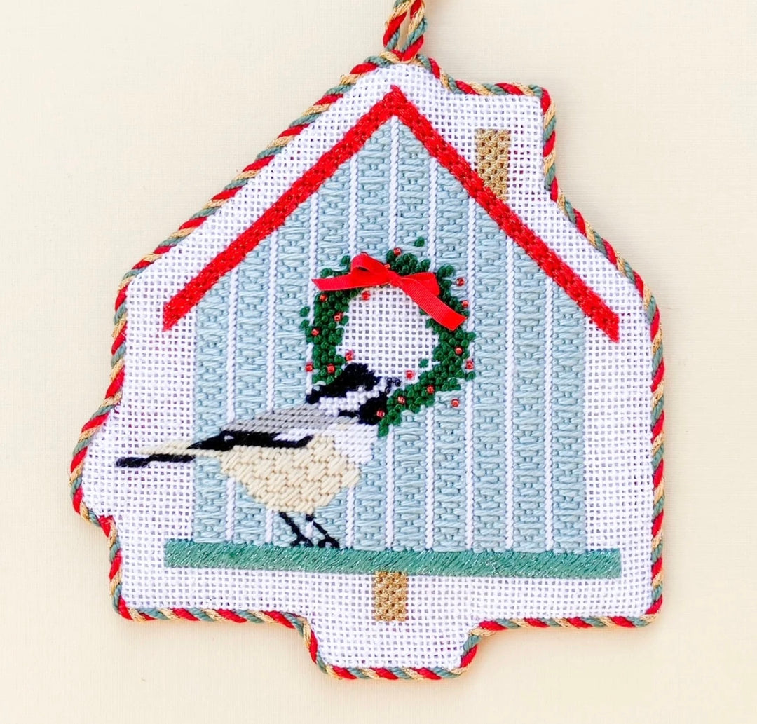 Chickadee Bird House Needlepoint Canvas