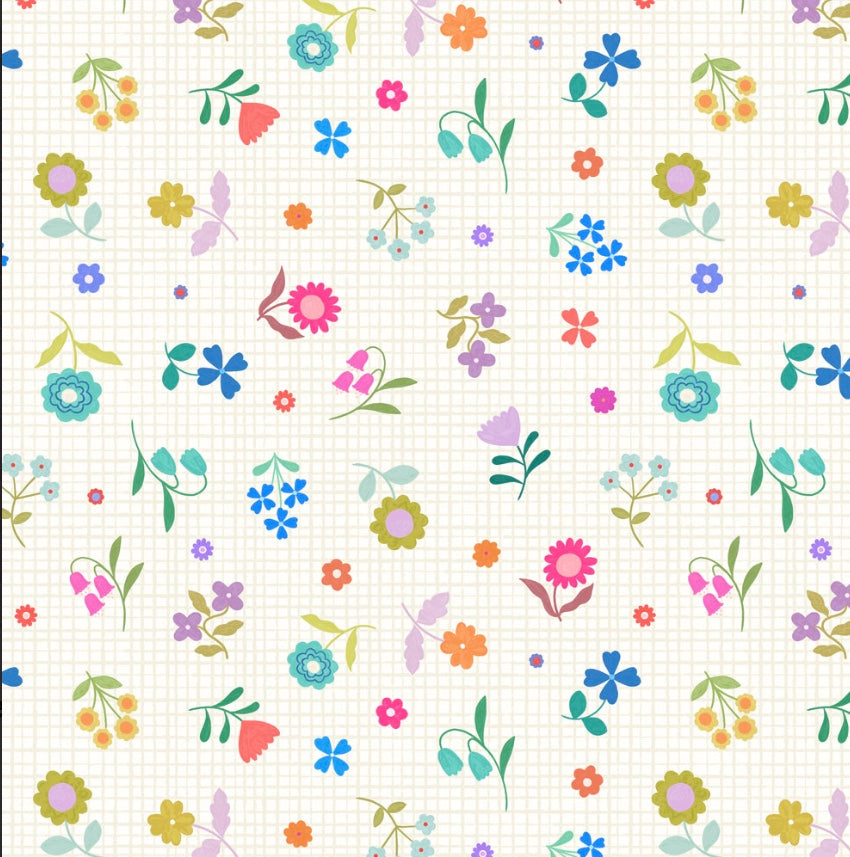 Patchwork Joy by the 1/4 Yard - Flower Grid Cream