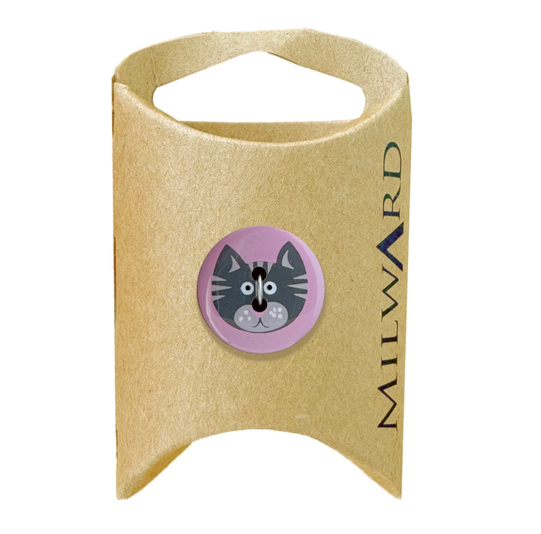 Milward Pink 19mm Polyester 2-Hole Kitty Button