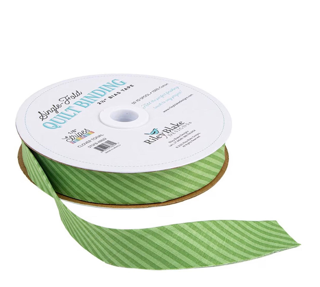 Single Fold Quilt Binding 1/8" Tonal Clover Stripe
