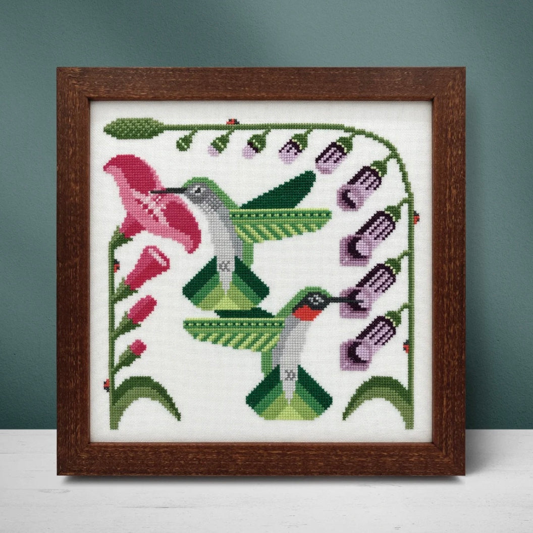 Ruby-Throated Hummingbirds Cross Stitch Pattern