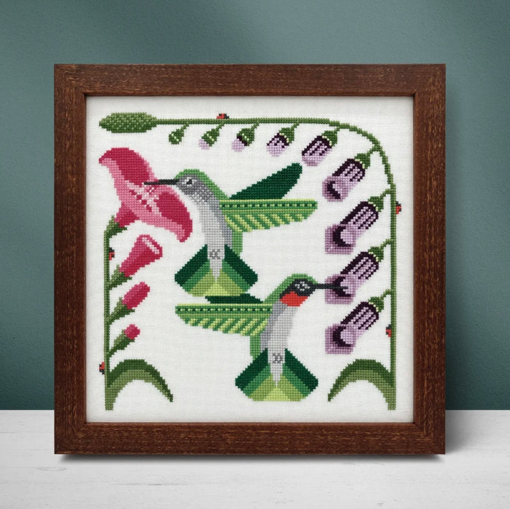 Ruby-Throated Hummingbirds Cross Stitch Pattern