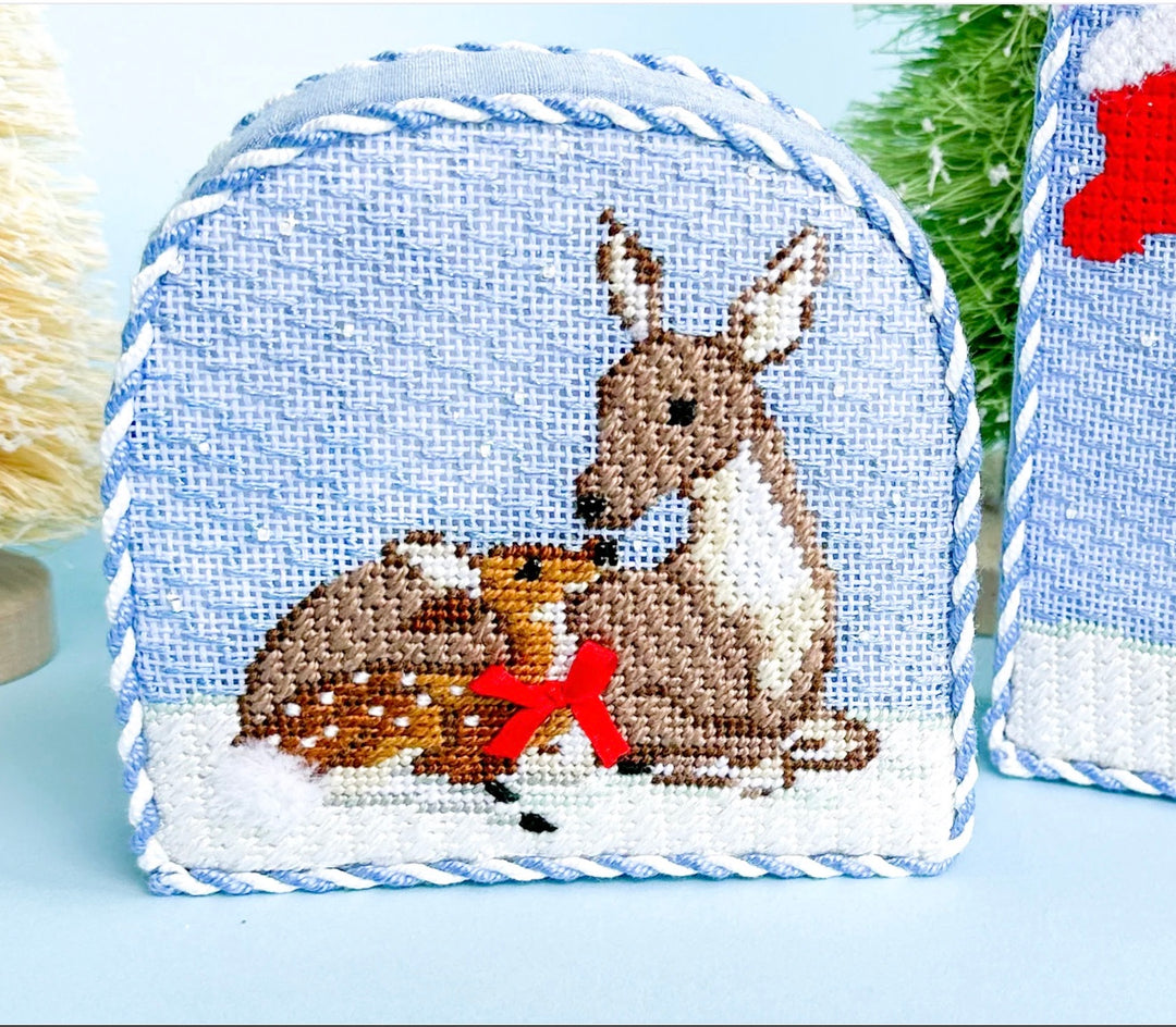 Christmas Forest Collection: Mother &amp; Baby Deer Needlepoint Canvas