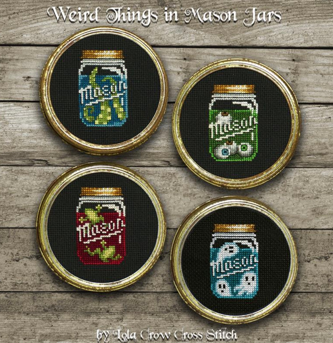 Weird Things in Mason Jars Cross Stitch Pattern