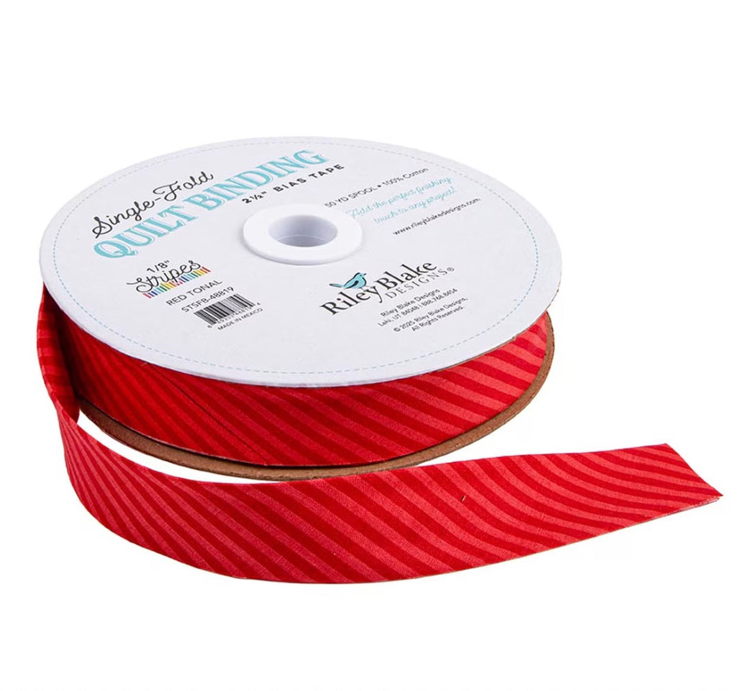 Single Fold Quilt Binding 1/8" Tonal Red Stripe
