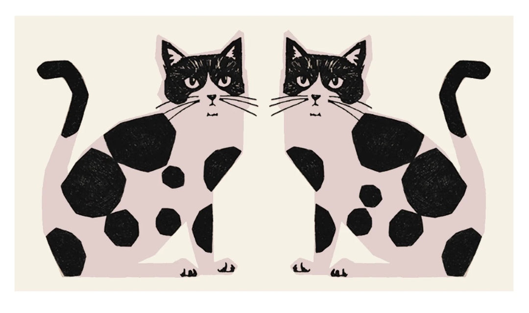 Echino Nekonoe TWO CAT Cotton/Linen Panel - Beige