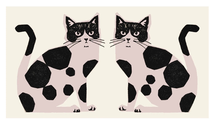 Echino Nekonoe TWO CAT Cotton/Linen Panel - Beige
