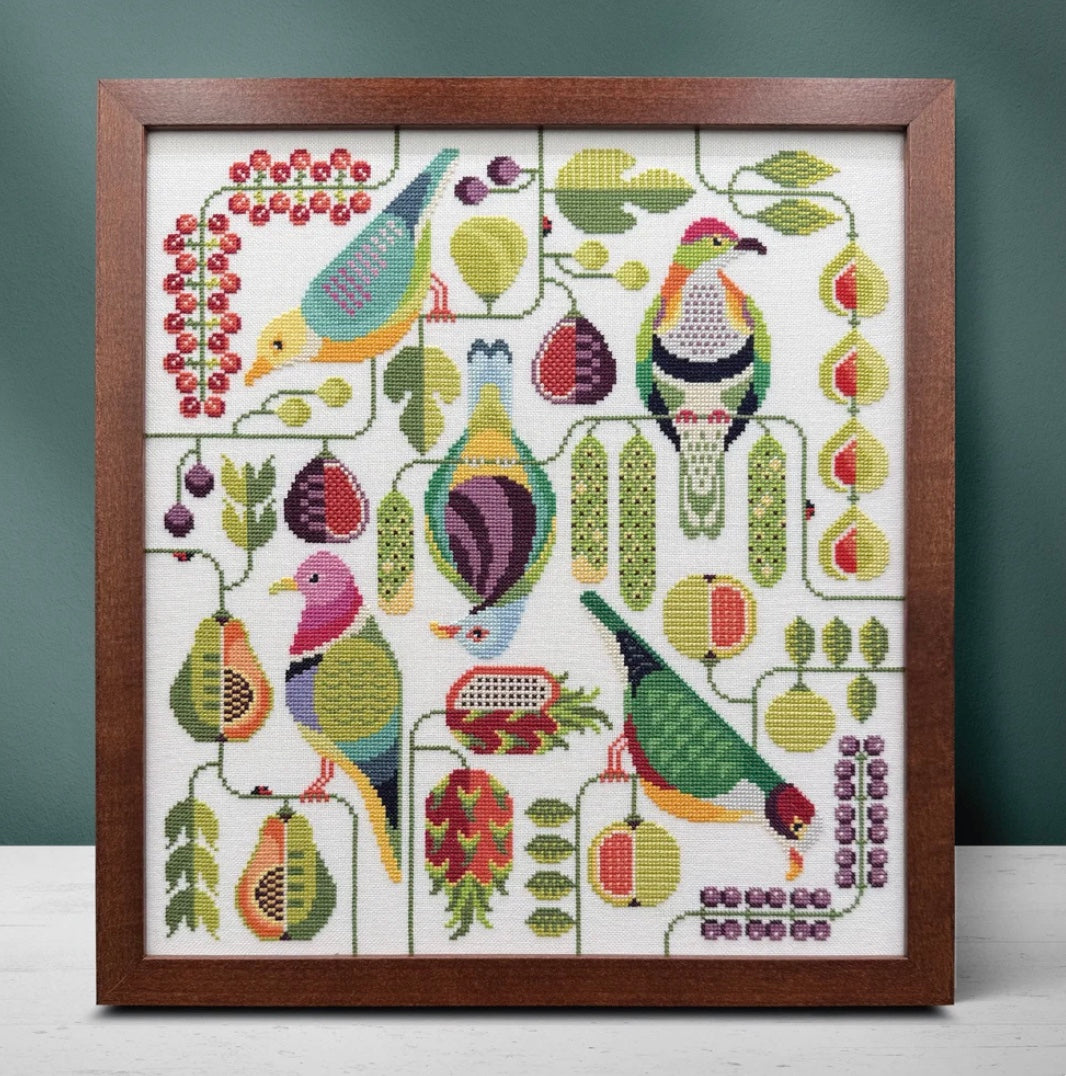 Fruit Dove Frenzy Cross Stitch Pattern