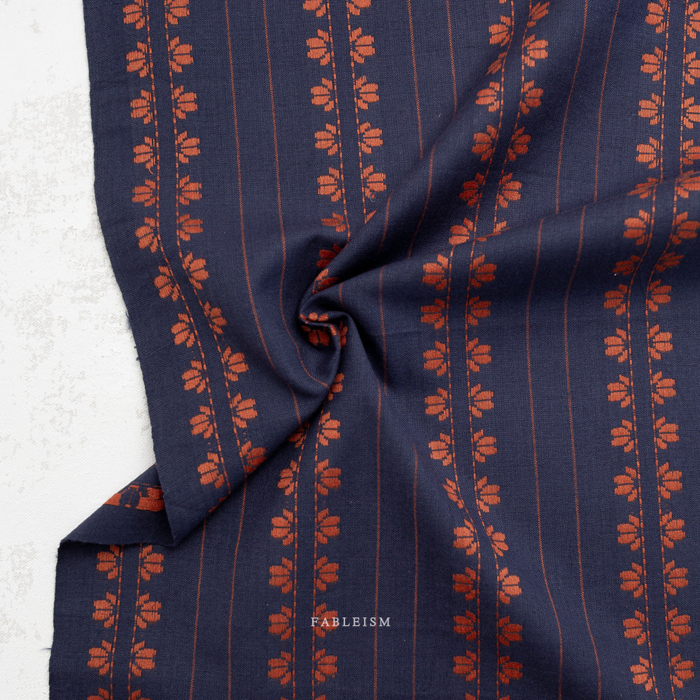 Fine &amp; Dandy by the 1/4 Yard - Navy/Spice