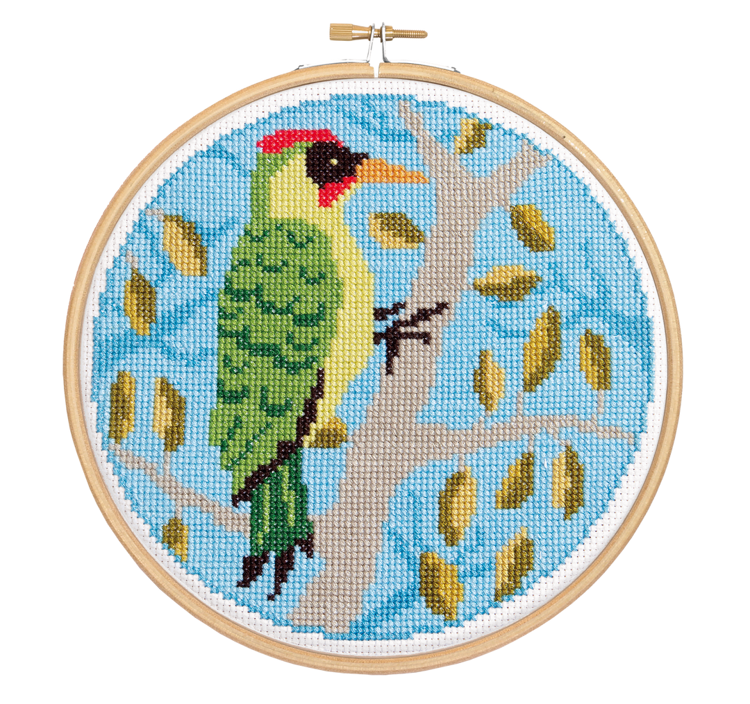 Green Woodpecker Cross Stitch Kit