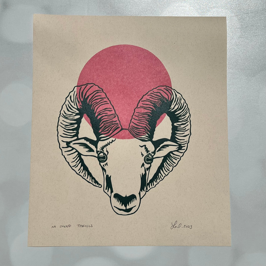No Sheep Thrills Lino Print