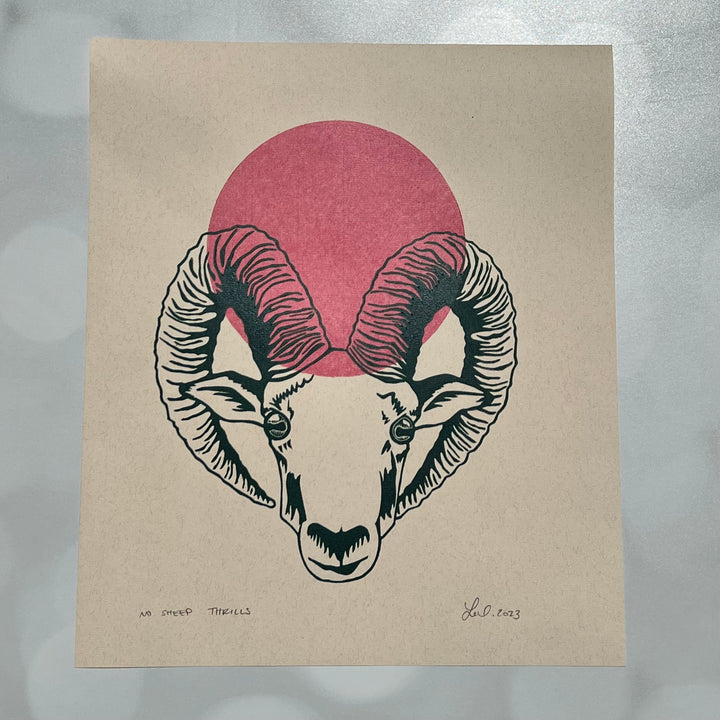 No Sheep Thrills Lino Print