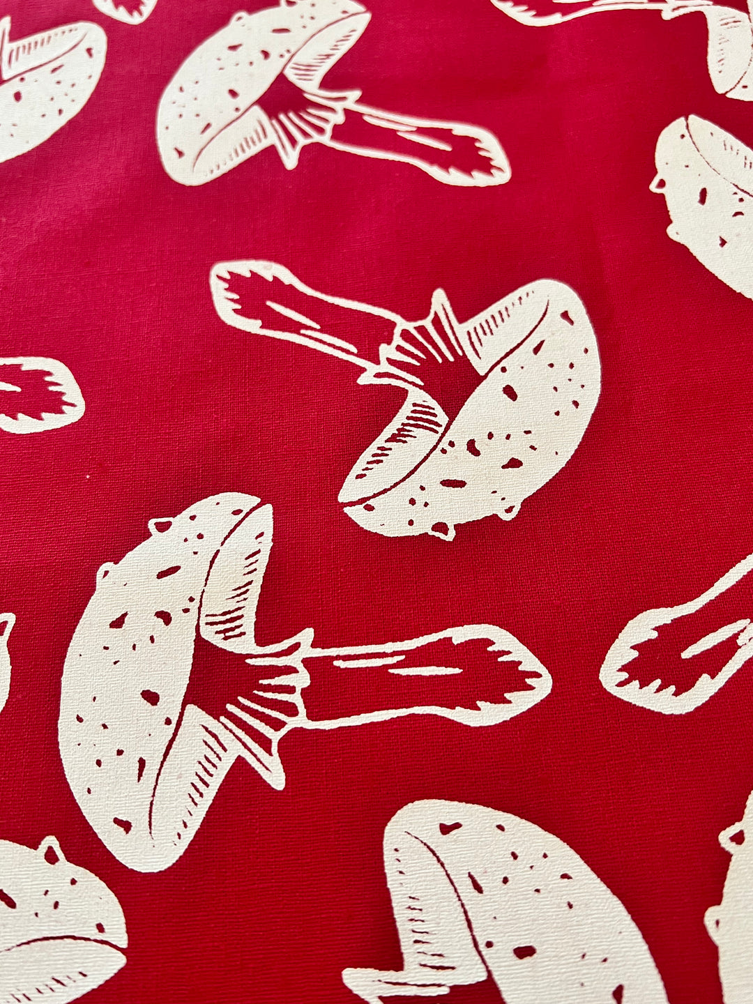 Mushrooms ~ Screen Printed Essex Linen Fabric