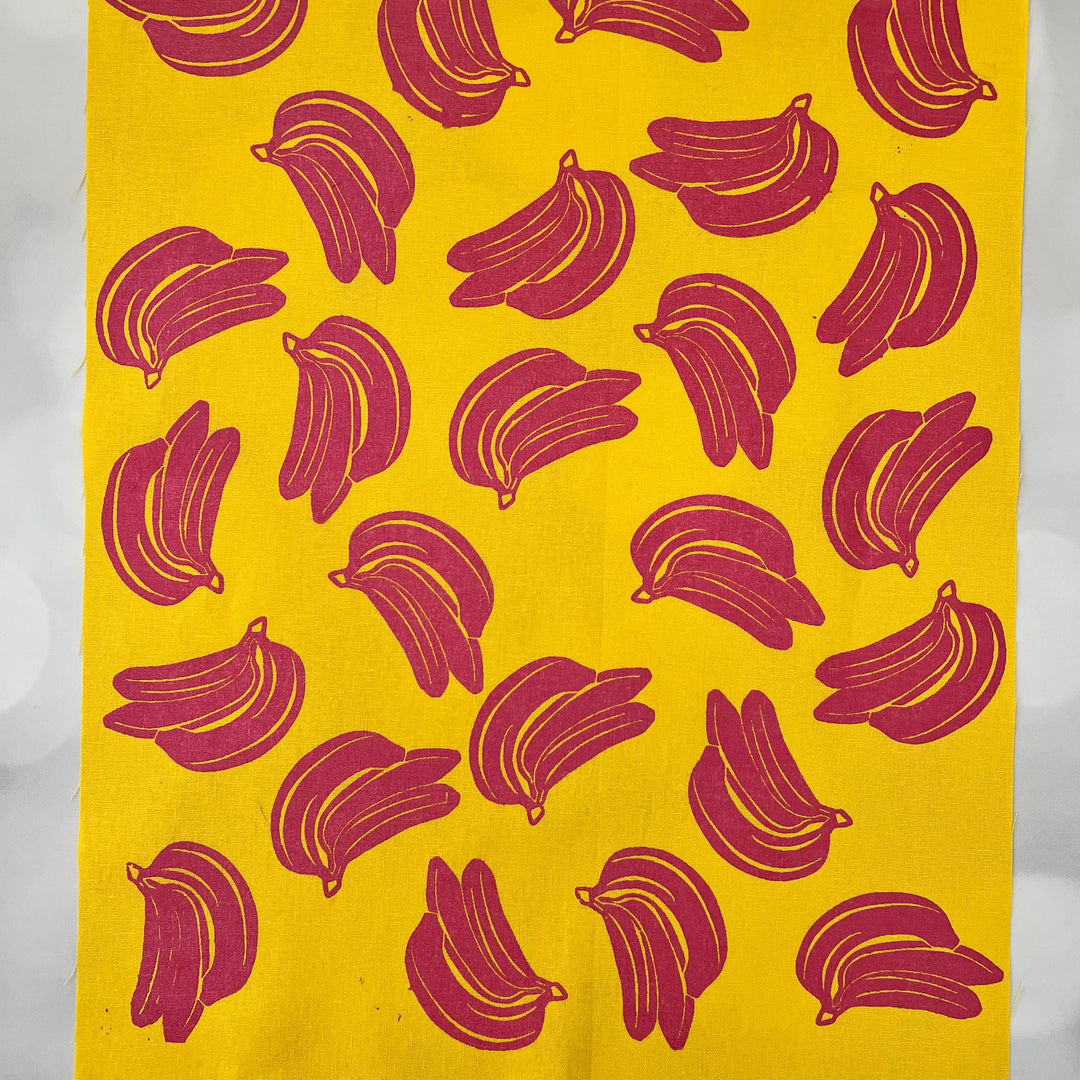 Bananas ~ Screen Printed Essex Linen Fabric