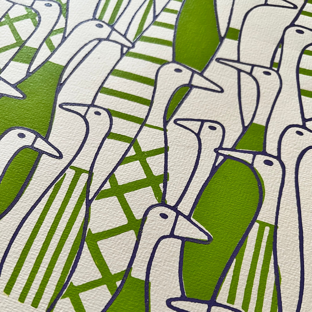 That's a Lot of Ducks Lino Print