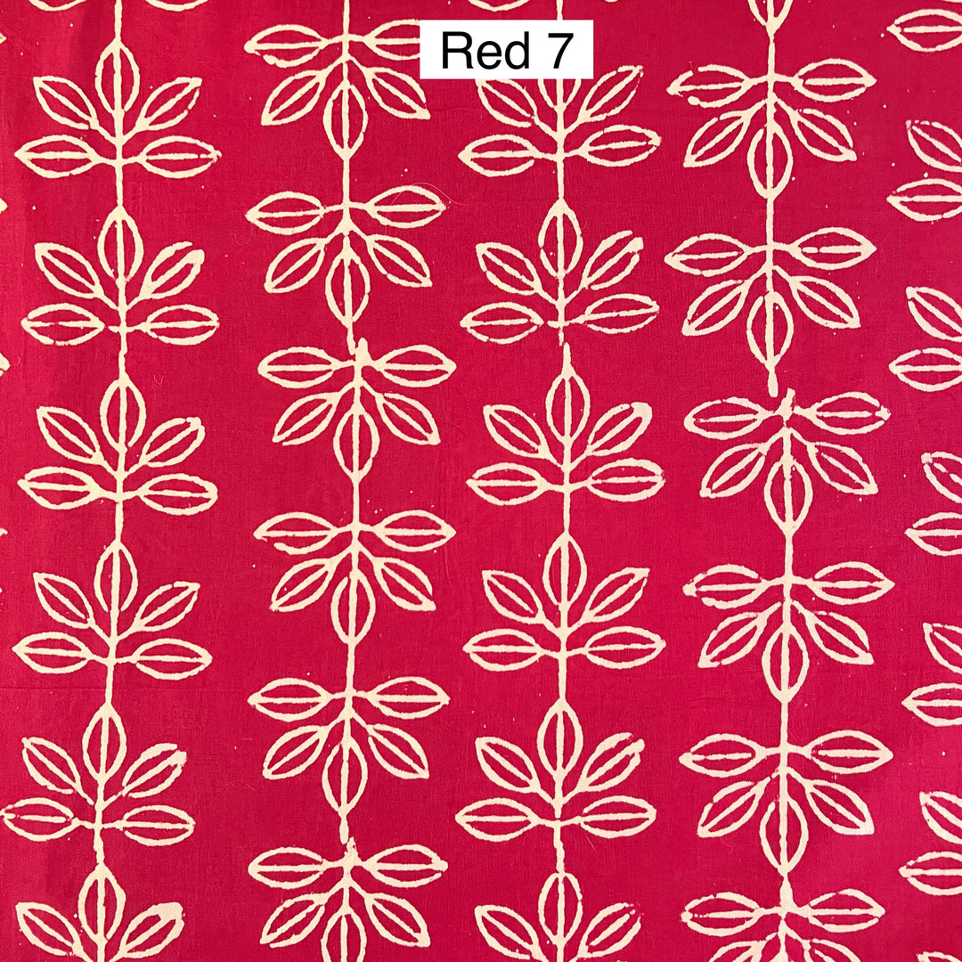 Block Printed Indian Cotton Fabric by the 1/4 Yard - Red 7