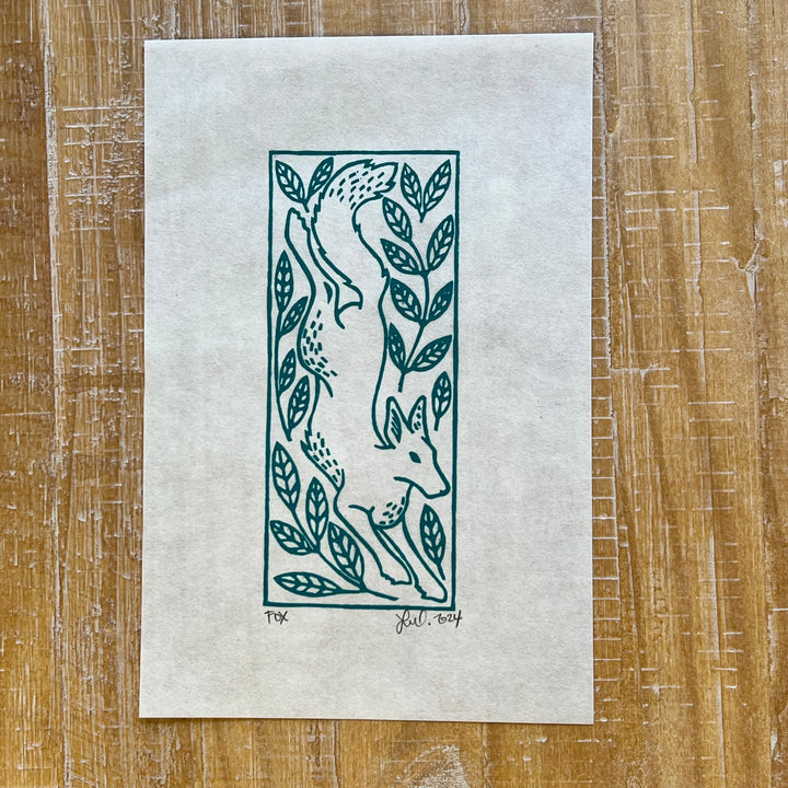Fox and Hare Lino Prints