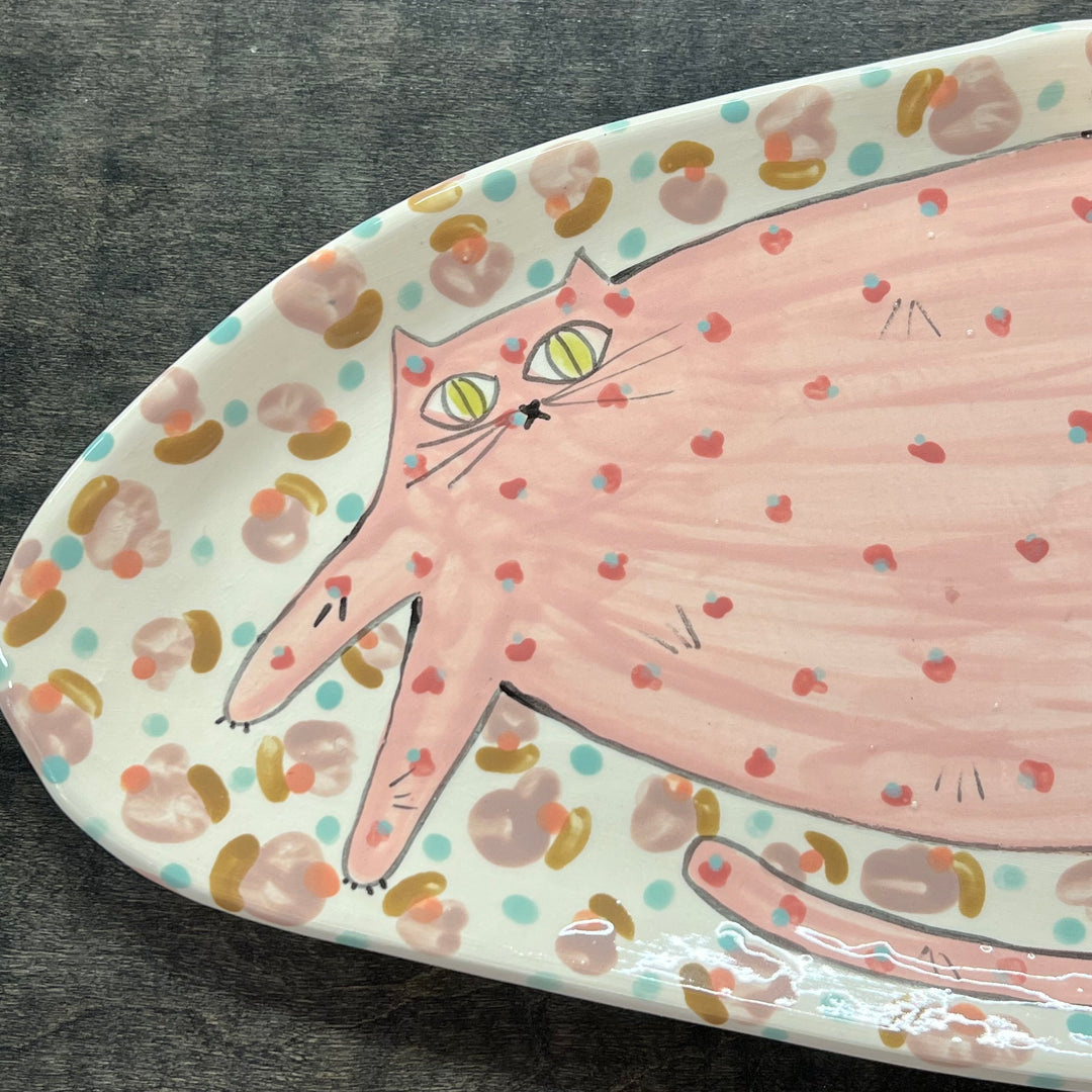 Maximalist Large Cat Plate Oval