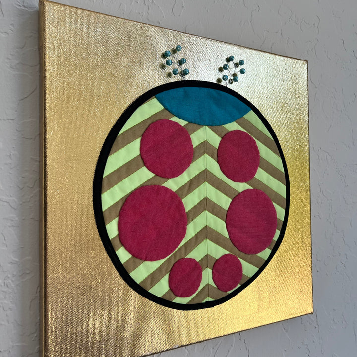 Quilted Ladybug - Yellow Stripe