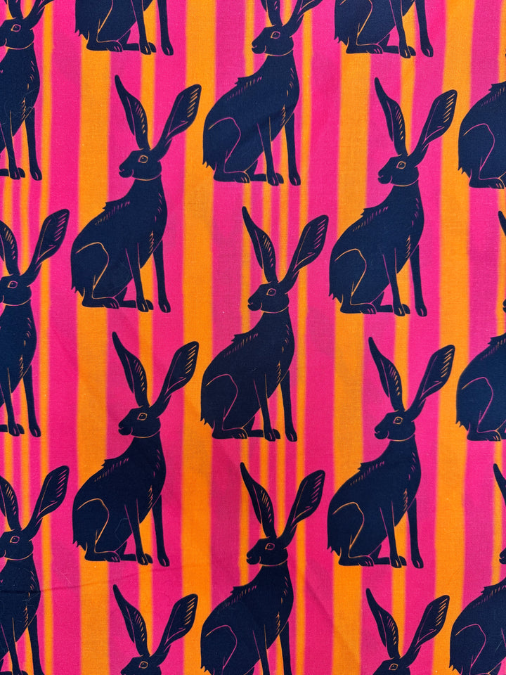 Striped Hares Fabric