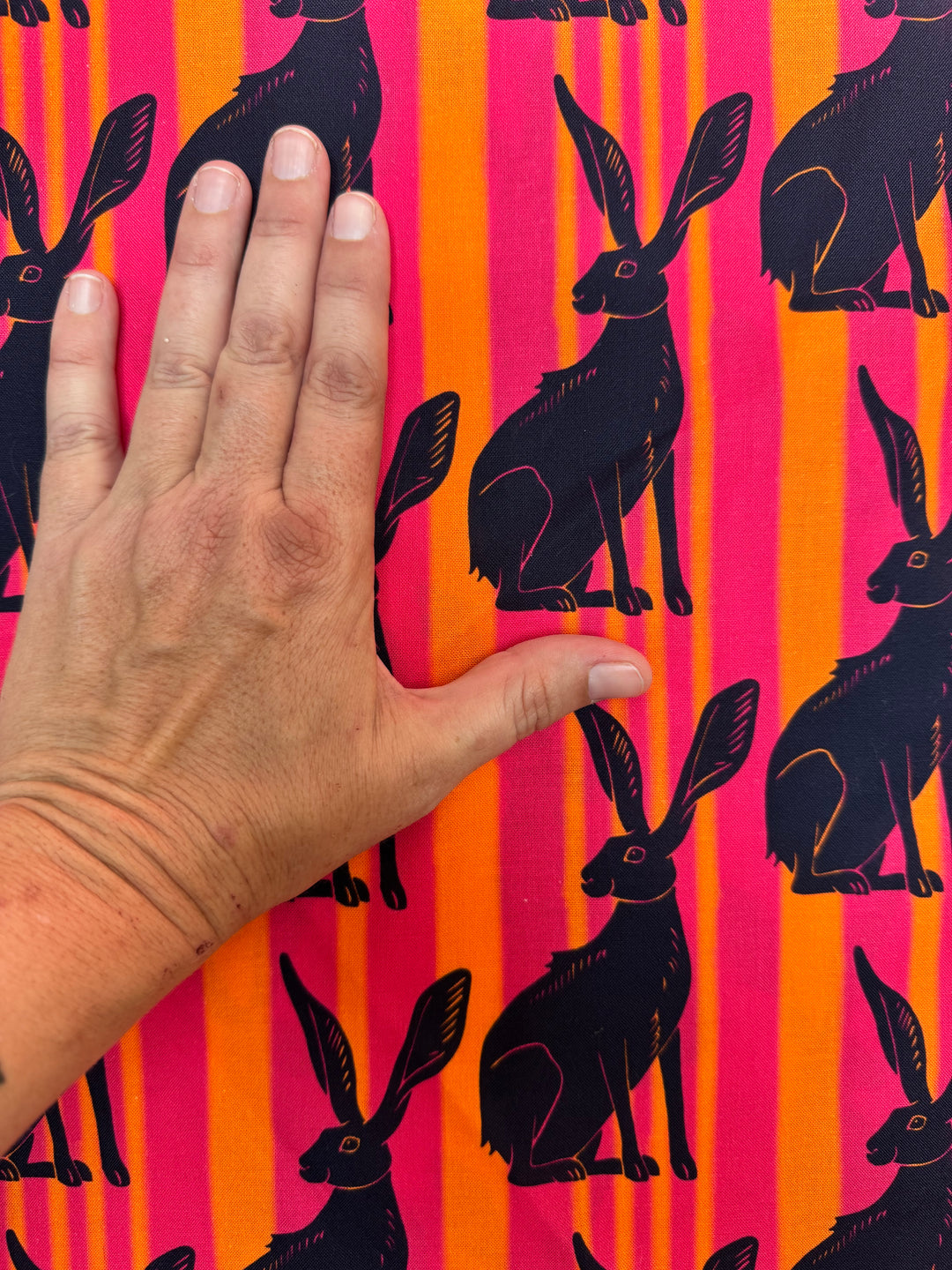 Striped Hares Fabric