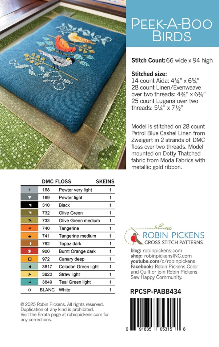 Peek A Boo Birds Cross Stitch Pattern