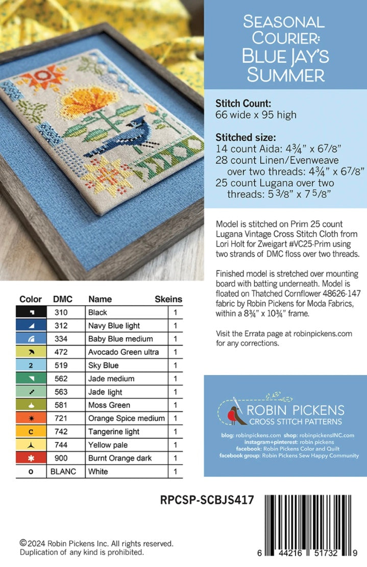 Blue Jay's Summer Cross Stitch Pattern