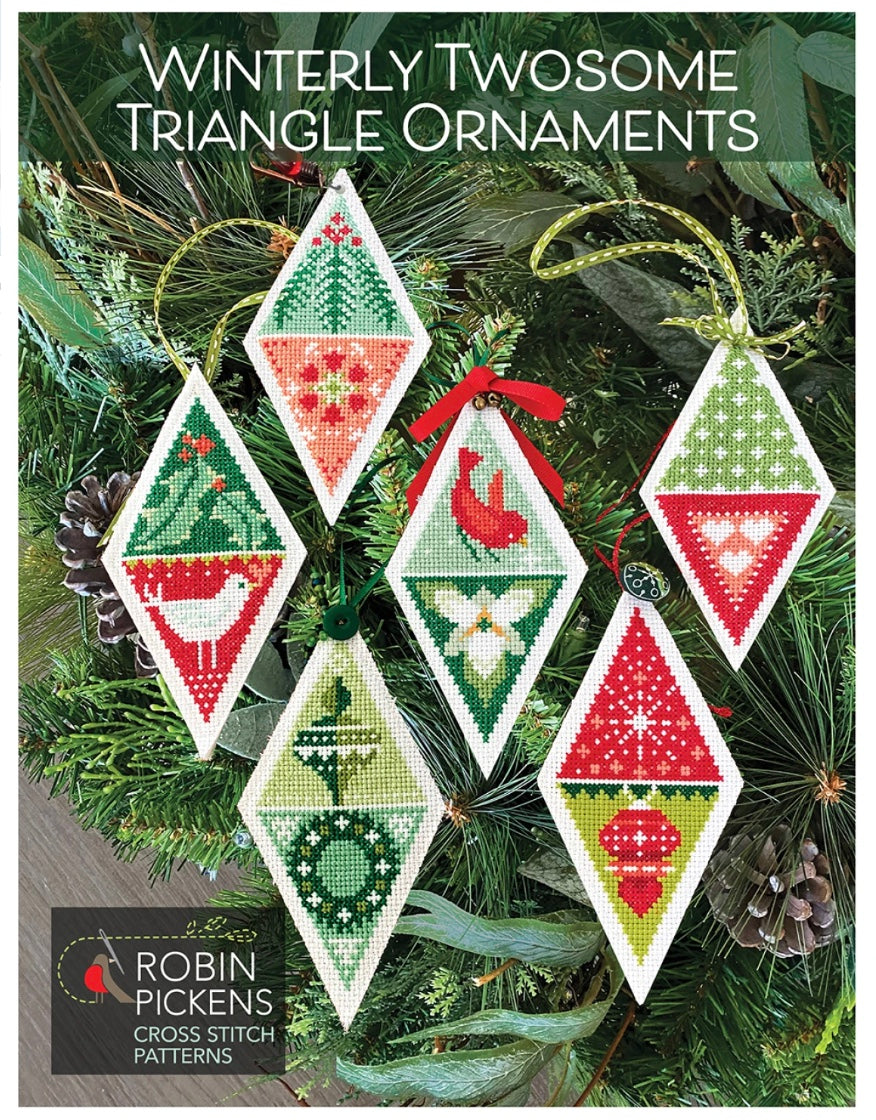 Winterly Twosome Triangle Ornaments Cross Stitch Pattern