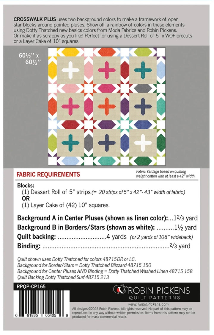 Crosswalk Plus Quilt Pattern