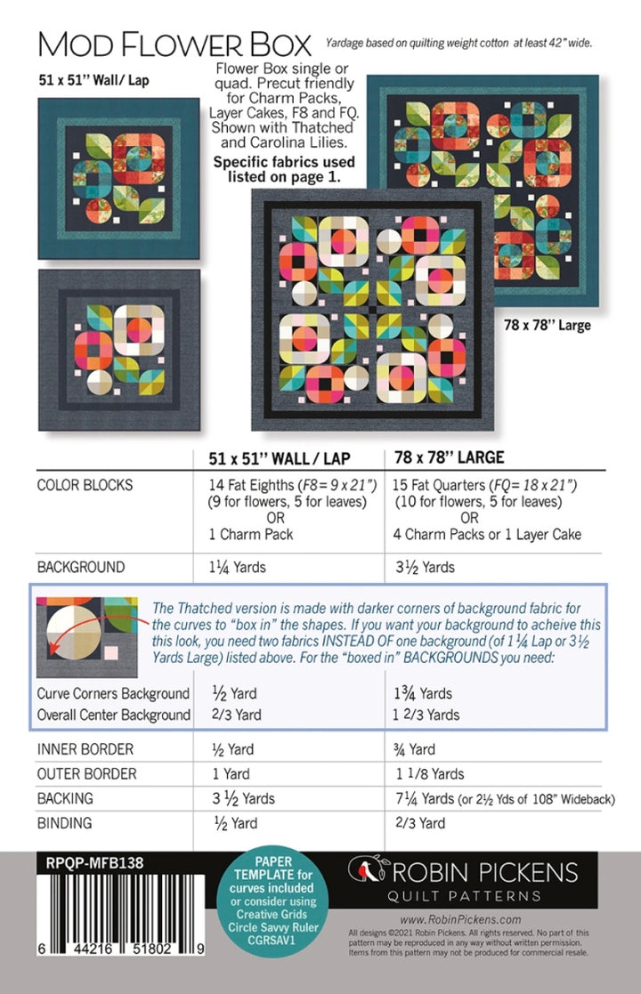 Mod Flower Box Quilt Pattern