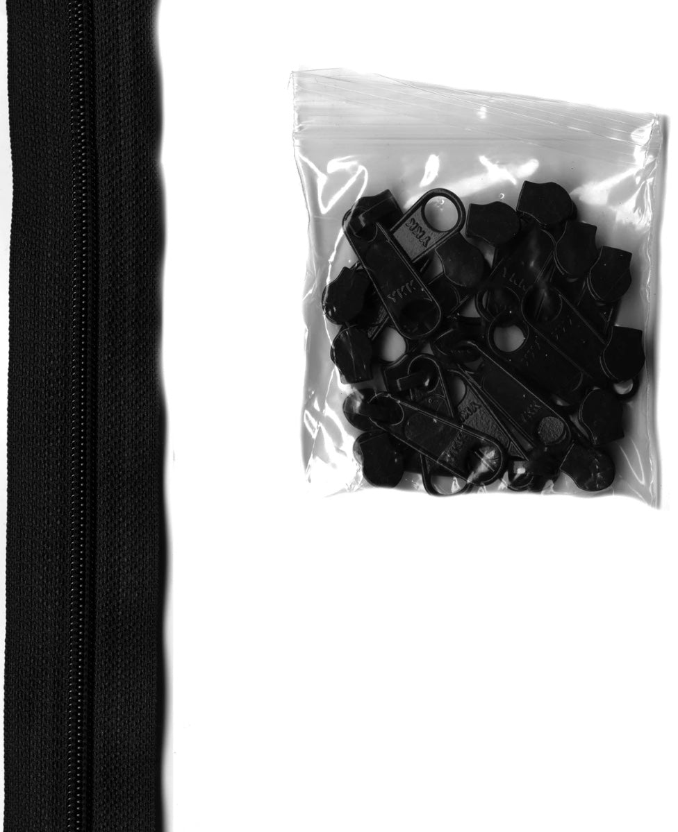 Zipper by the Yard Black