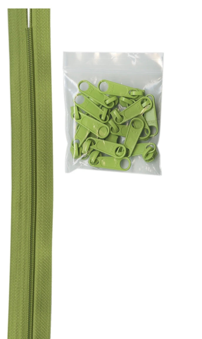 Zipper by the Yard Apple Green