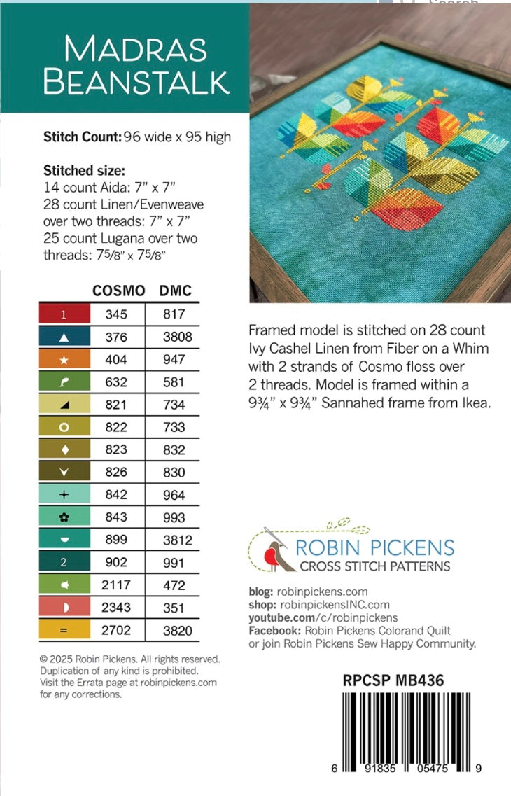 Madras Beanstalk Cross Stitch Pattern