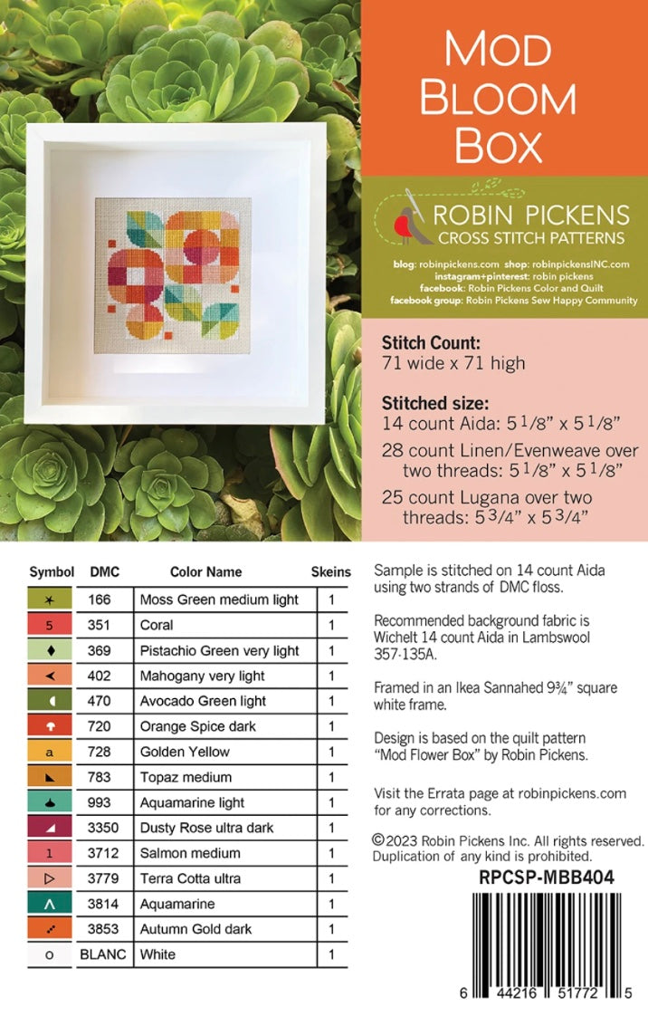 Mod Bloom Box Cross Stitch Pattern