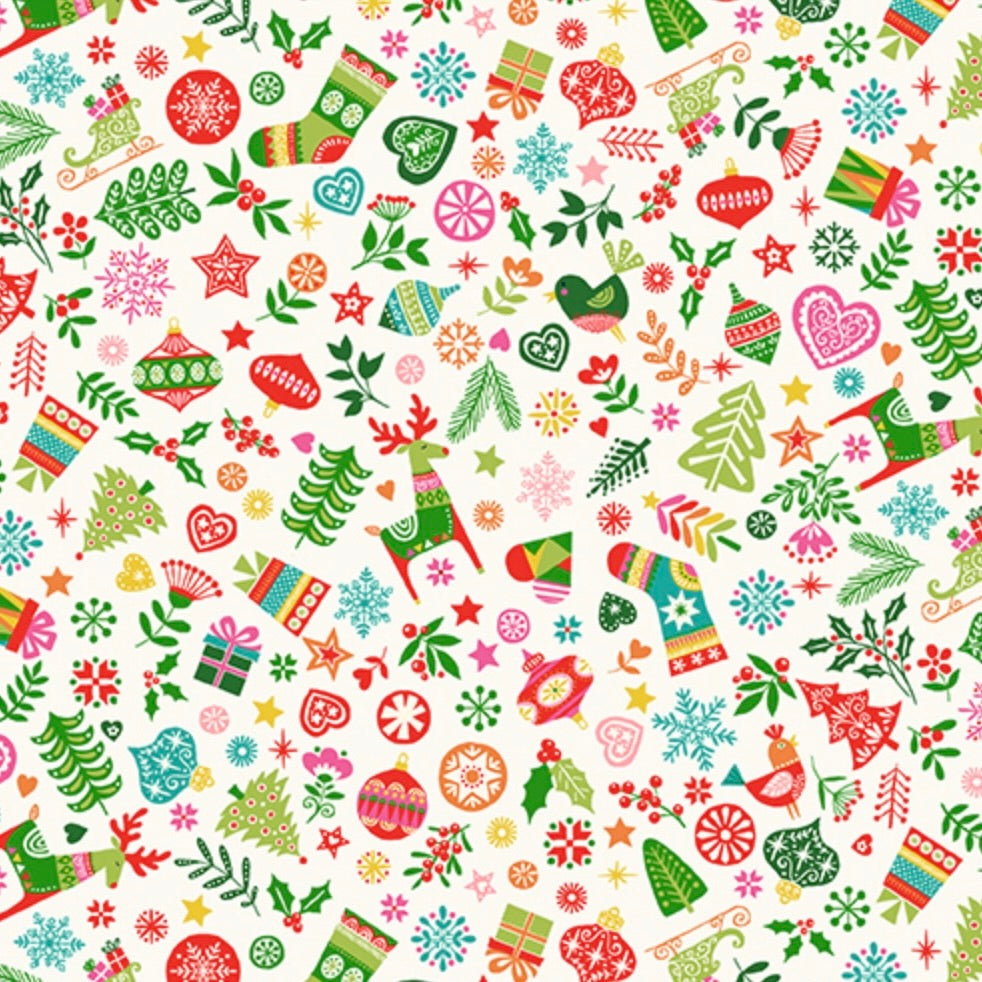 Christmas Brights by the 1/4 Yard - White